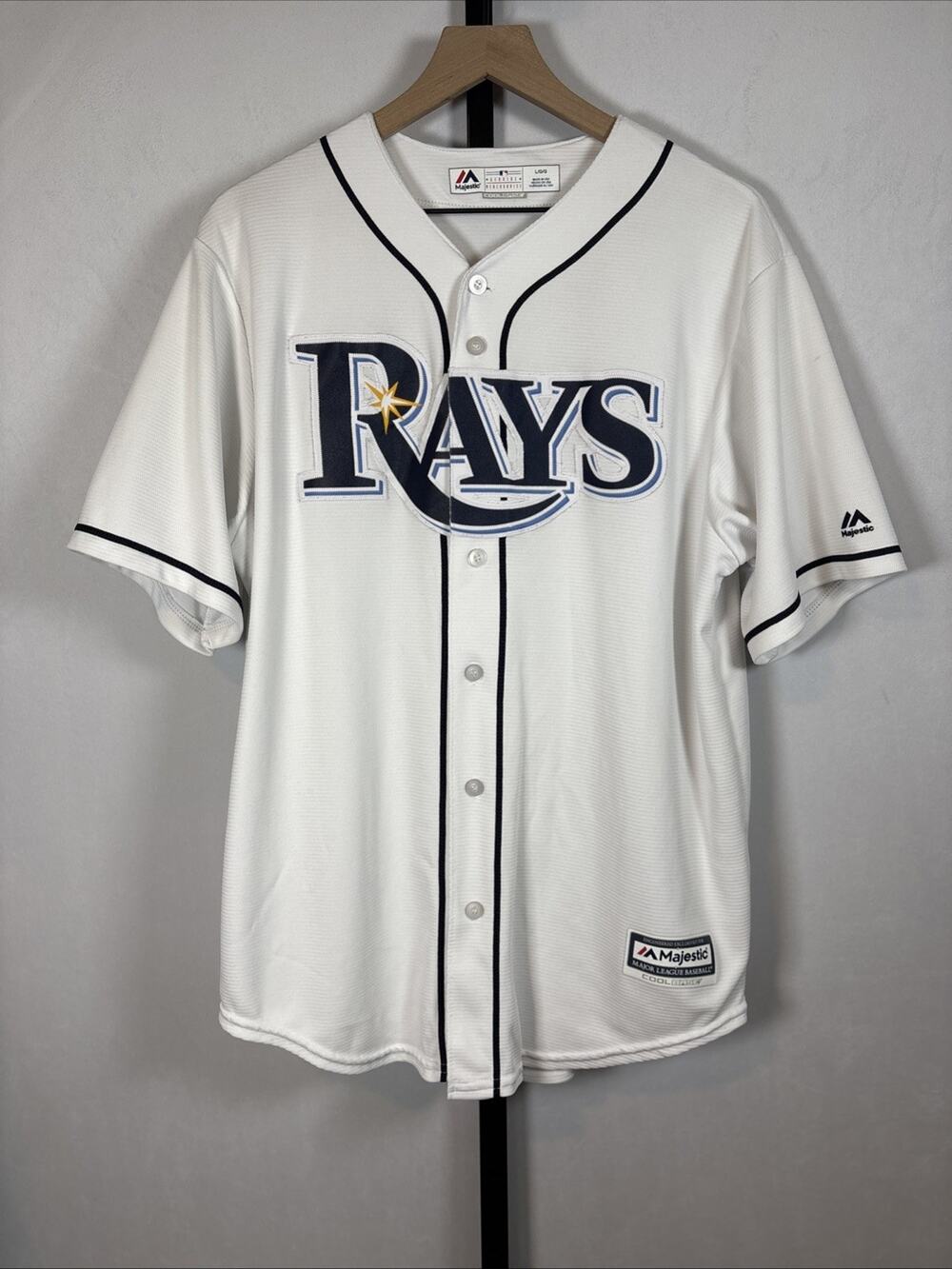 Tampa Bay Rays Jersey Mens Large White MLB Baseball Majestic Authentic No Player